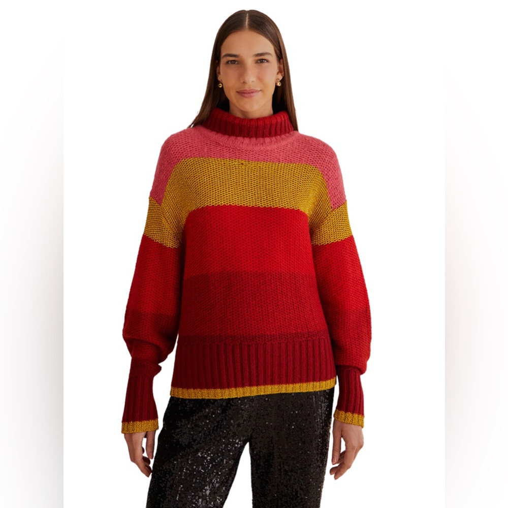 Farm Rio Shiny Stripes Knit Sweater